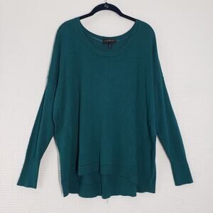 Lane Bryant Sweater Womens 18/20 Green Boatneck Boxy Casual Long Sleeve Pullover
